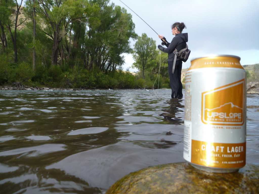 Aimee ripping kokanee while I enjoy a Craft Lager